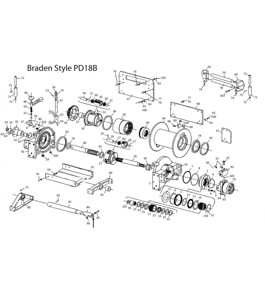 1 Drilling Parts 2 Braden Winch PD18B Hydraulic Winch Drilling Parts